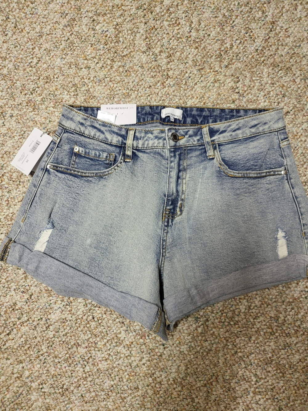 WeWoreWhat Light Blue Distressed Cuffed Denim Shorts Size 26 Nwt New